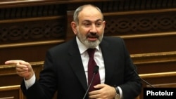 Armenia - Prime Minister Nikol Pashinian speaks during the Armenian government's question-and-answer session in parliament, Yerevan, December 8, 2021.