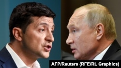 Владимир Зеленский, слева, и Владимир Путин (комбинированное фото)