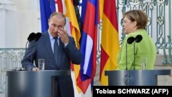 Канцлер Німеччини Анґела Меркель і президент Росії Володимир Путін. Німеччина, 18 серпня 2018 року