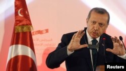 Премьер-министр Турции Реджеп Эрдоган на пресс-конференции в Тунисе, 6 июня 2013 года.