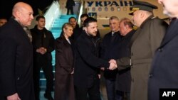 Ukrainian President Volodymyr Zelenskyy is greeted upon arrival in Turkey in photo released by Zelenskyy's office.