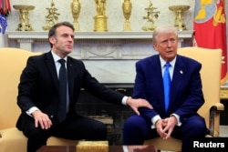 Președinții Donald Trump și Emmanuel Macron la întâlnirea de la Casa Albă.