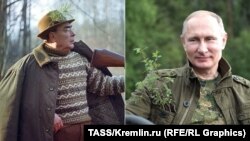 Генсек Комуністичної партії СРСР Леонід Брежнєв (ліворуч) і президент Росії Володимир Путін (комбіноване фото)